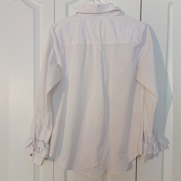 Michael Kors | White Buttoned up blouse with ruffled sleeves ends - Picture 4 of 4